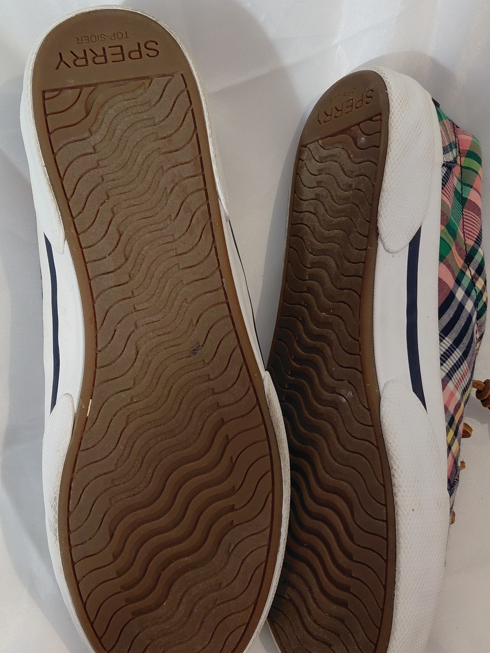 Sperry Plaid Lace-Up Sneakers in Pink, Navy & Green - Picture 10 of 11